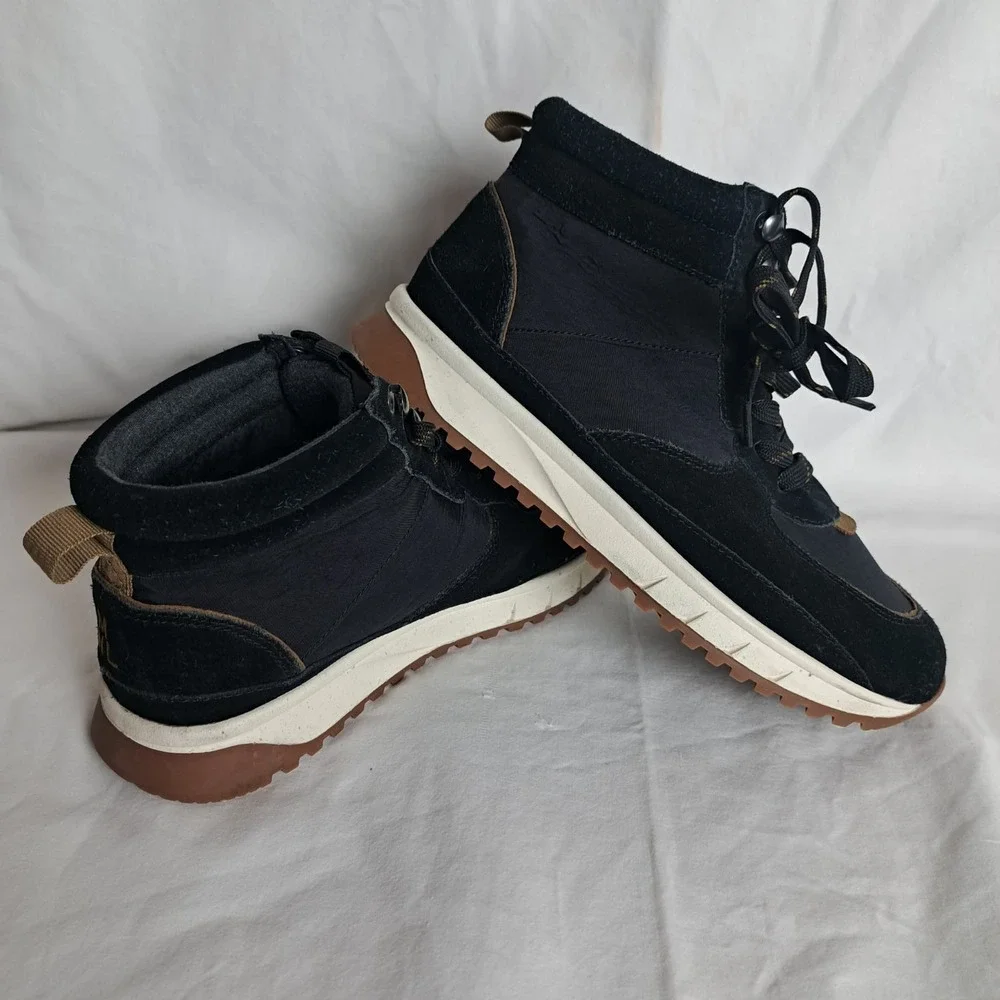 Madewell Sneaker Boot Womens 7M Black Lace Up Nylon and Suede Water Resistant